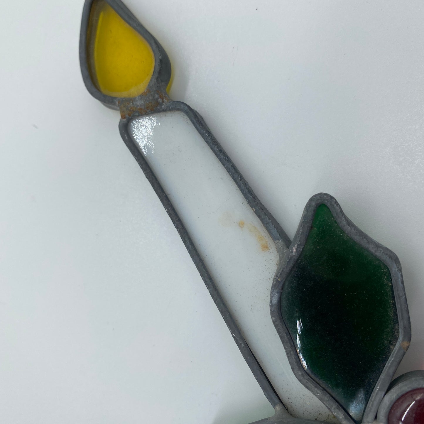 Candle with Holly Stained Glass