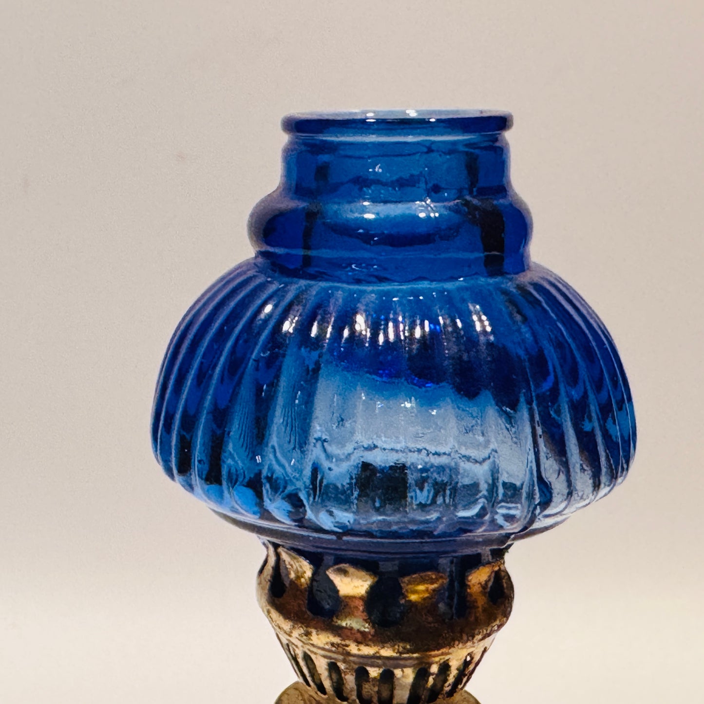 Cobalt Blue Swirl Mini Glass Oil Lamp