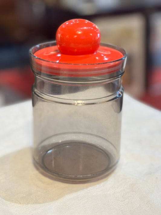 Vintage Emsa Containers - Red Knob Plastic Lid W/ Brown Plastic Bottom