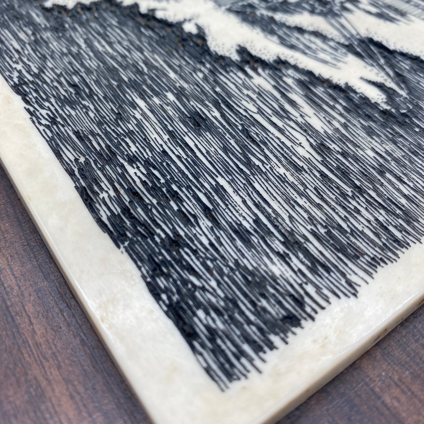 Carved Marble and Wood USS Theodore Roosevelt CVN-71 Plaque