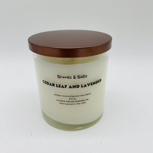 Scents and Salts Hand Poured Candle - Cedar Leaf and Lavender