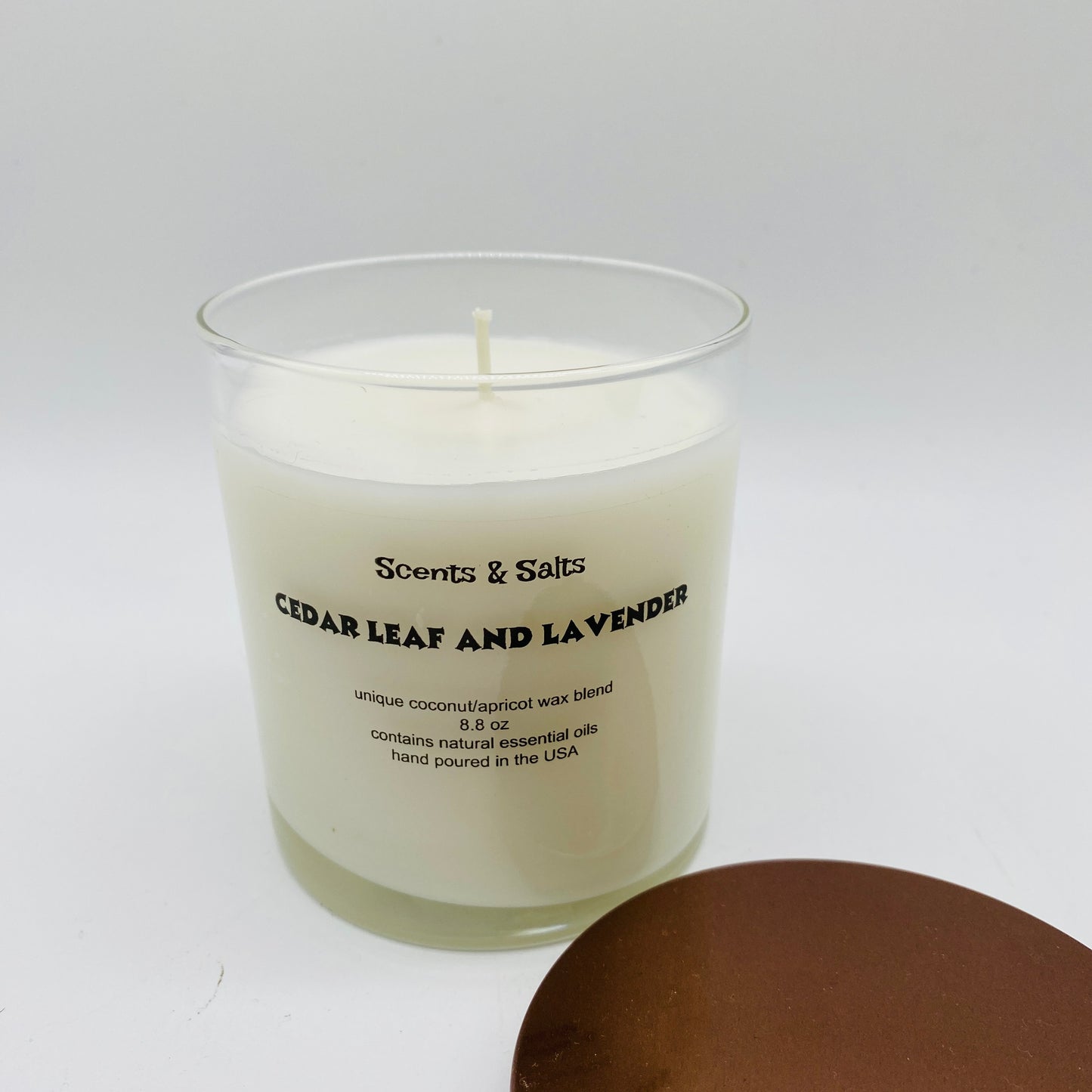 Scents and Salts Hand Poured Candle - Cedar Leaf and Lavender