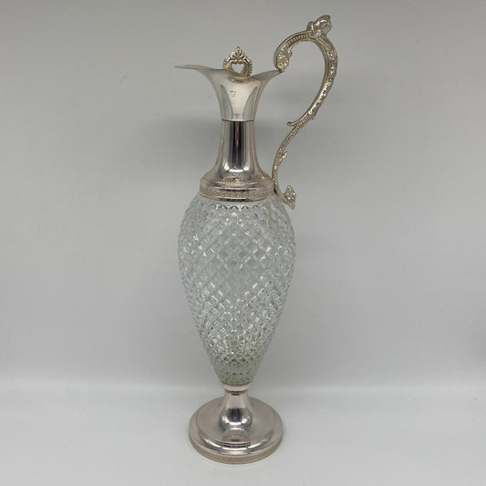 Italian Crystal and Silver Plate Decanter with Stopper