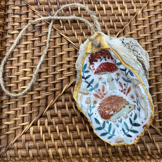 Medium Oyster Shell Gilded Decoupage, Trinket Dish, Jewelry Tray, Gift, Ornament, Event Favor