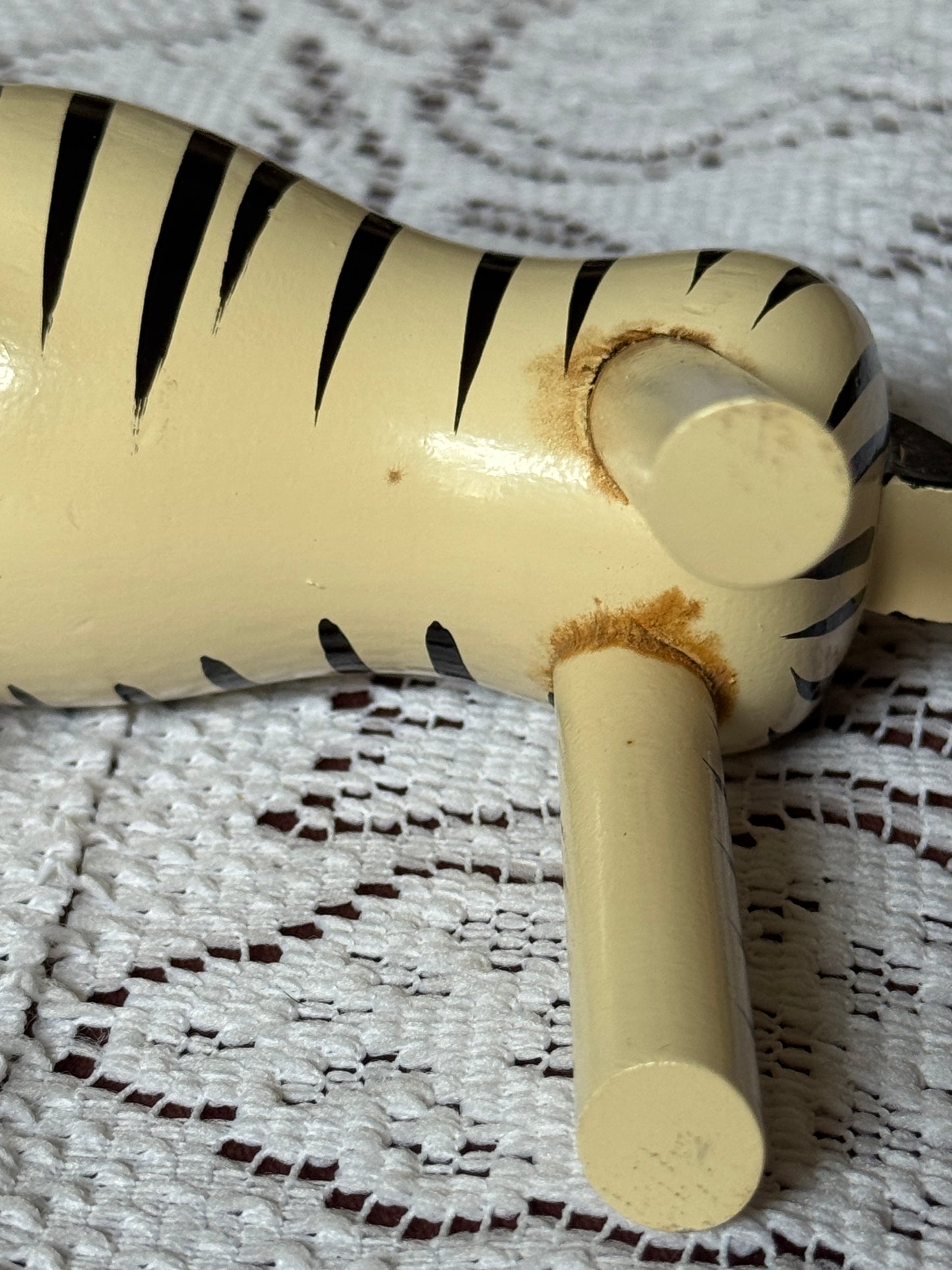 Vintage Kay Bojesen Wood Zebra Figurine - Black and White - Danish Designer, No Label